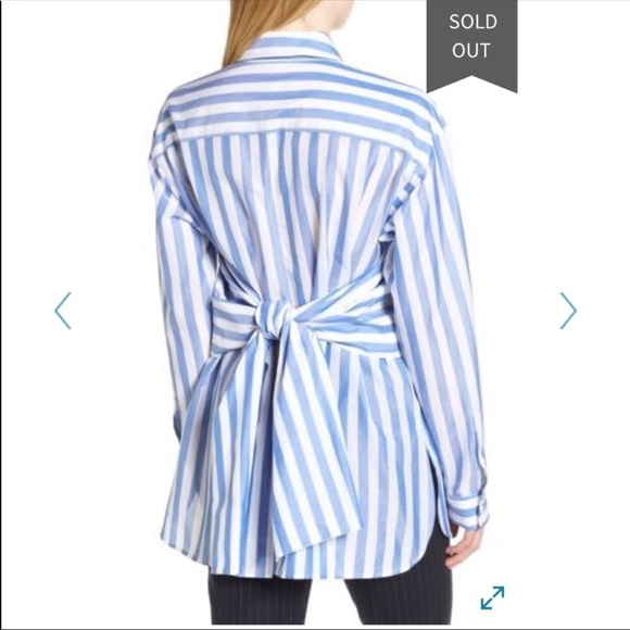 NWT Lewit tie back blue white stripe shirt